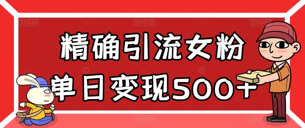 精确引流女粉，单日变现500+，高复购，保姆级教程 - 入巷拾玖