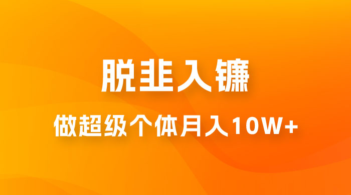 脱韭入镰，通过做「超级个体」月入 10w+，普通人实现阶层跨越的最优解 - 入巷拾玖