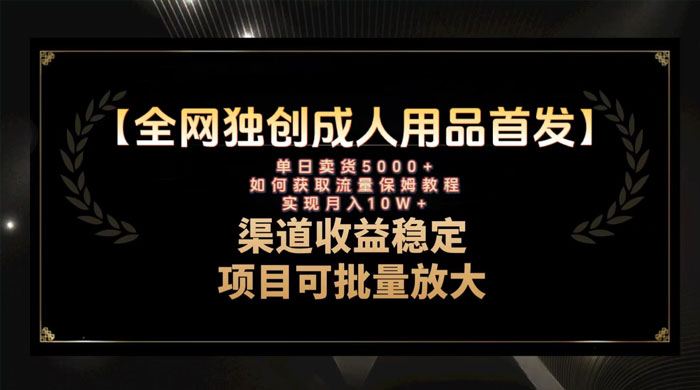最新全网独创首发，成人用品赛道引流获客，单日卖货 5000+，月入 10w 保姆级教程 - 入巷拾玖