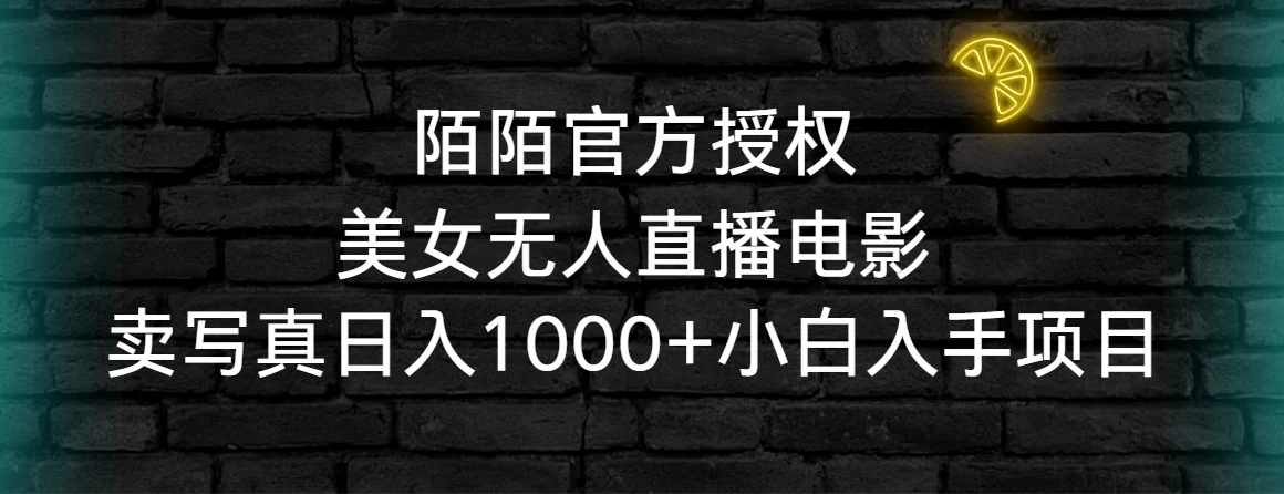 陌陌官方授权美女无人直播电影，卖写真日入1000+小白入手项目 - 入巷拾玖