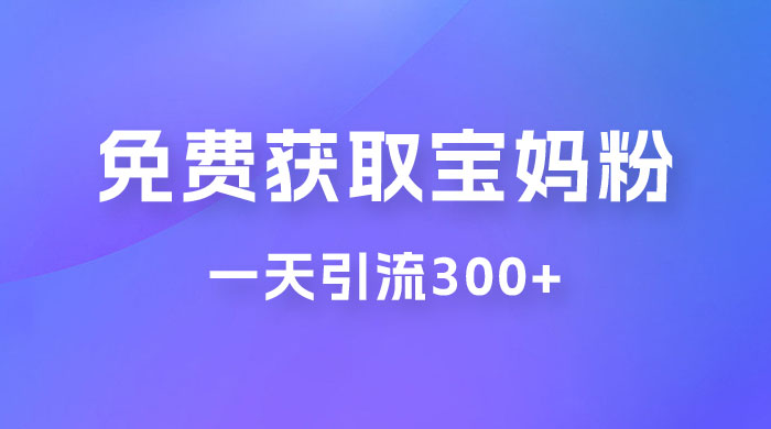 免费玩转获取宝妈粉，一天引流300+，变现超乎你想象 - 入巷拾玖