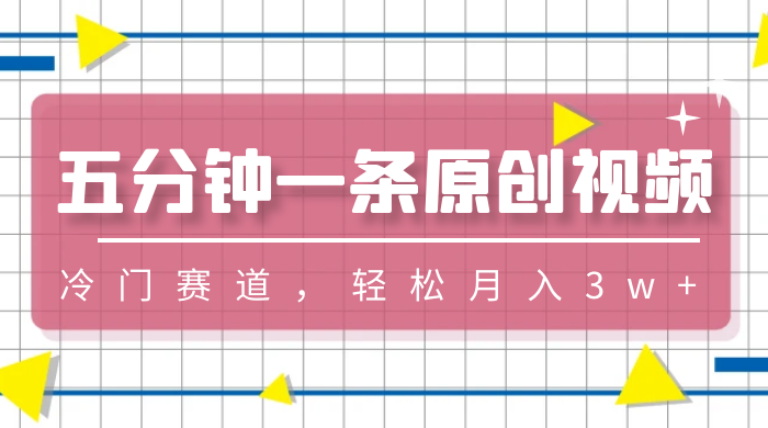 五分钟一条原创视频,冷门赛道,轻松月入3w+ - 入巷拾玖
