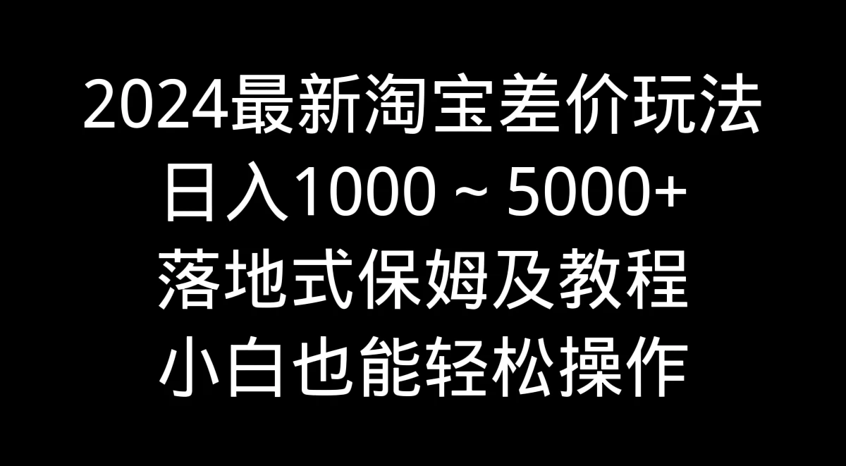 2024最新淘宝差价玩法，日入1000～5000+落地式保姆及教程 小白也能轻松操作 - 入巷拾玖
