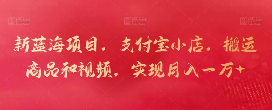 新蓝海项目，支付宝小店，搬运商品和视频，实现月入一万+ - 入巷拾玖