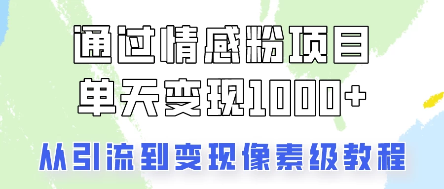 我是怎么通过情感粉项目单天变现1000+的，从引流到变现像素级教程 - 入巷拾玖
