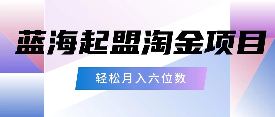 月入六位数的蓝海项目，起盟淘金有手就能做，轻松月入六位数 - 入巷拾玖
