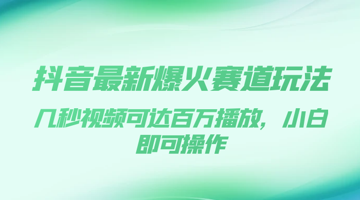 抖音最新爆火赛道玩法，几秒视频可达百万播放，小白即可操作（附素材） - 入巷拾玖