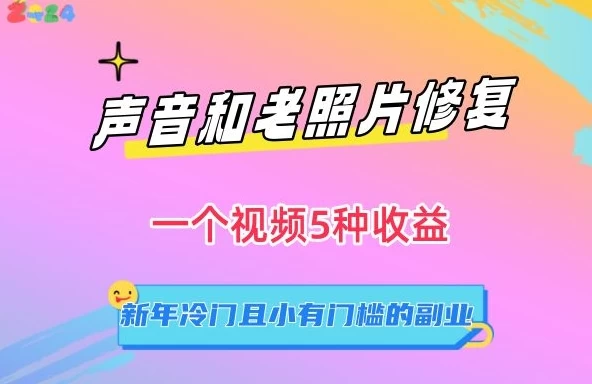 声音和老照片修复，一个视频5种收益，新年冷门且小有门槛的副业【揭秘】 - 入巷拾玖