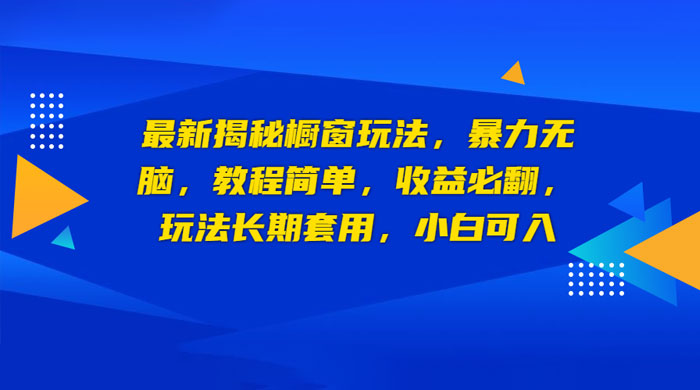 最新揭秘橱窗玩法：暴力无脑，收益必翻，玩法长期套用，小白可入 - 入巷拾玖