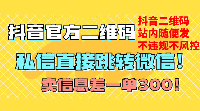 价值 3000 的技术！抖音二维码直跳微信！站内无限发不违规 - 入巷拾玖