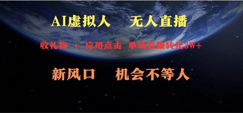 AI虚拟人直播 新风口 可操作性强 一天收益3万 - 入巷拾玖