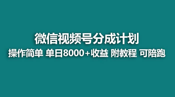 蓝海项目，视频号分成计划，单天收益 8000+，附玩法教程 - 入巷拾玖