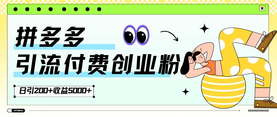 拼多多引流付费创业粉，日引200+，收益5000+ - 入巷拾玖