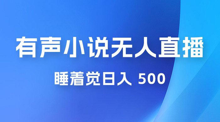 有声小说无人直播，睡着觉日入 500，保姆式教学 - 入巷拾玖