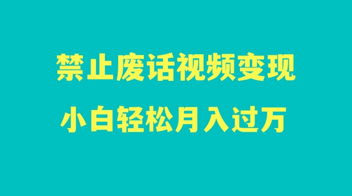 最新蓝海项目，靠禁止废话视频变现，一部手机，小白轻松月入过万！ - 入巷拾玖