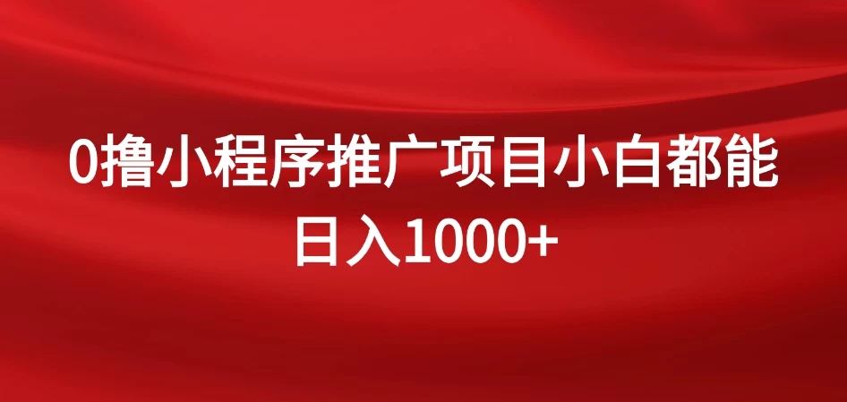 0撸小程序推广项目，日入四位数，零基础小白也能做 - 入巷拾玖
