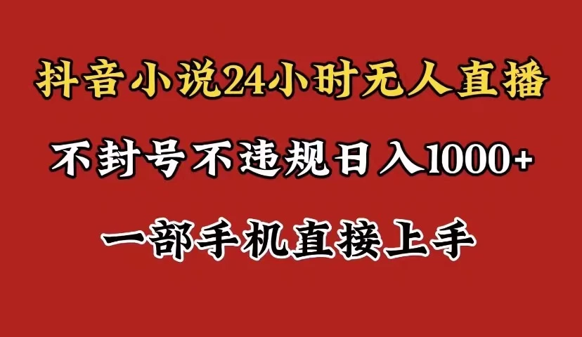 抖音小说无人直播日入1000+，不封号不违规，24小时无人直播，一部手机直接上手，保姆式教学 - 入巷拾玖