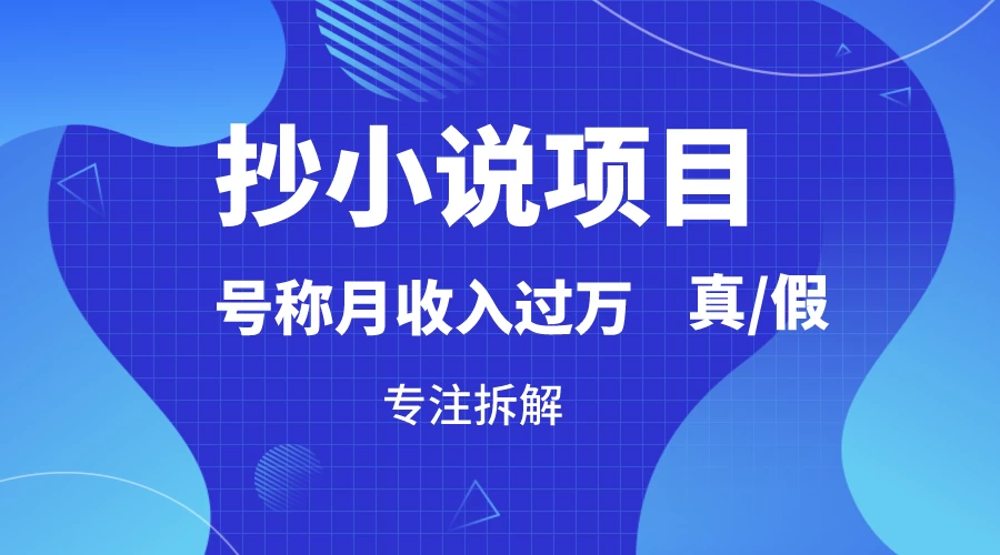 抄小说项目，号称月入过万，到底是否真实，能不能做，详细拆解 - 入巷拾玖