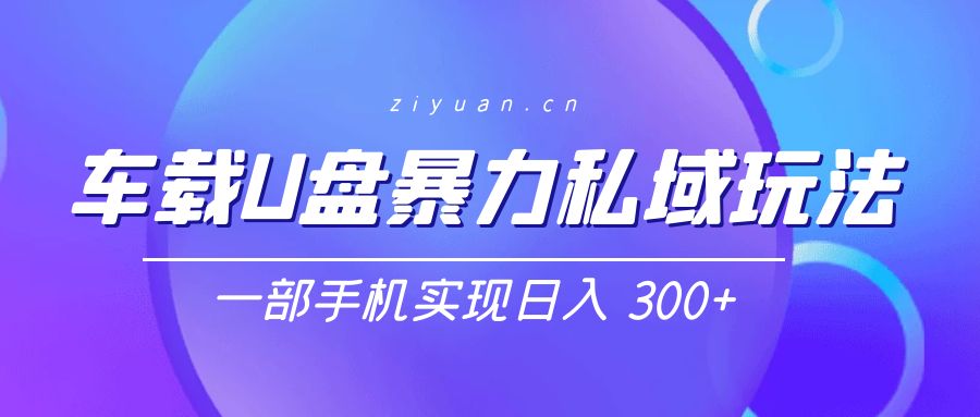车载 U 盘暴力私域玩法：一部手机实现日入 300+ - 入巷拾玖