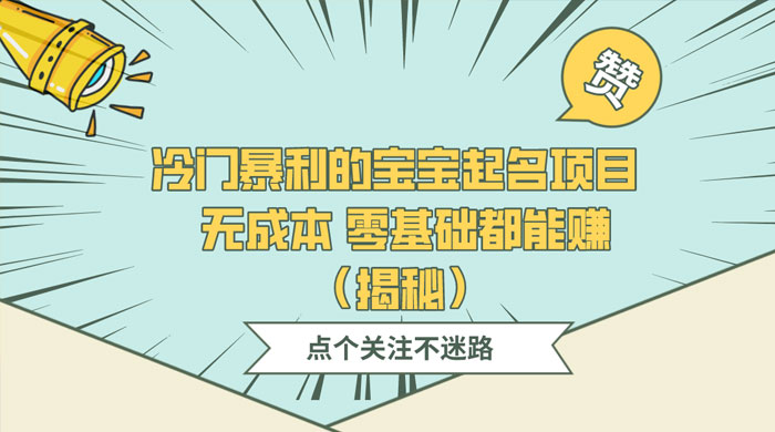 冷门暴利的宝宝起名项目 ，无成本零基础都能赚（揭秘） - 入巷拾玖