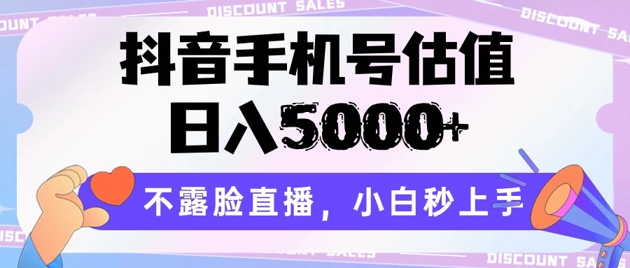 抖音手机号估值，日入5000+，不露脸直播，小白秒上手 - 入巷拾玖