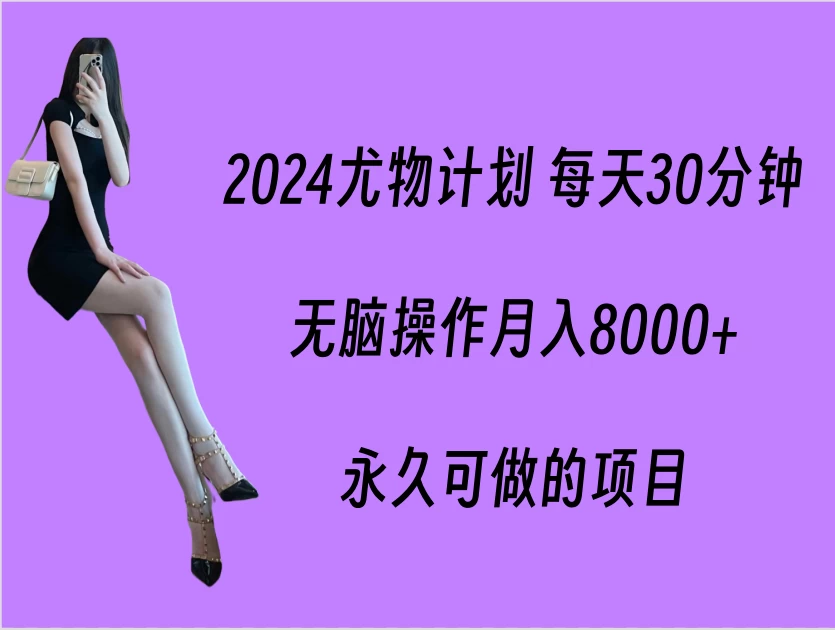 2024尤物计划 每天30分钟，无脑操作月入8000+，永久可做的项目 - 入巷拾玖
