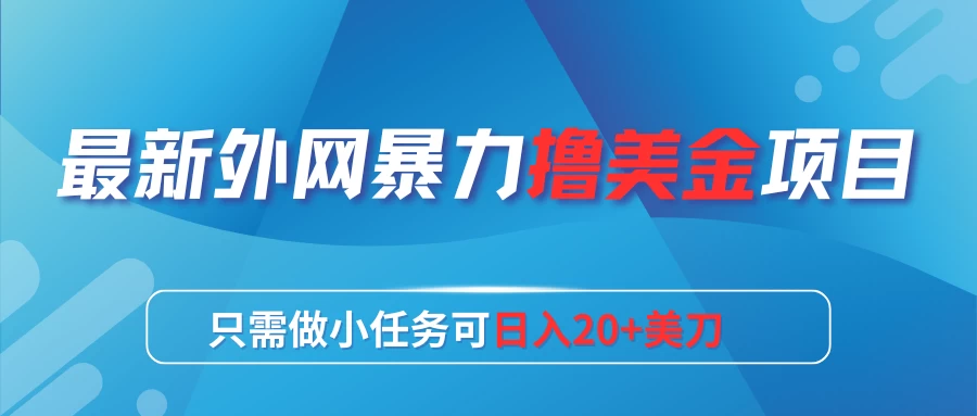 最新外网暴力撸美金项目，只需做小任务可日入20+美刀 - 入巷拾玖