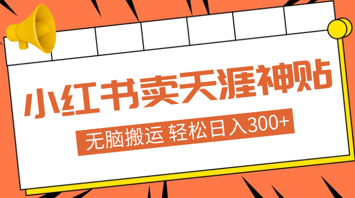 蓝海项目，小红书卖天涯神贴，无脑搬运，一部手机轻松日入300+ - 入巷拾玖