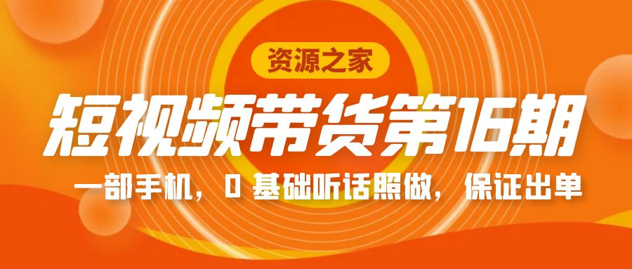 短视频带货第 16 期：一部手机，0 基础听话照做，保证出单完整版「赠 5 - 15 期」 - 入巷拾玖