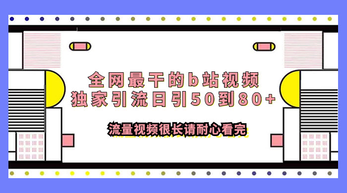 全网最干的 B 站视频独家引流，日引 50~80+ 流量 - 入巷拾玖