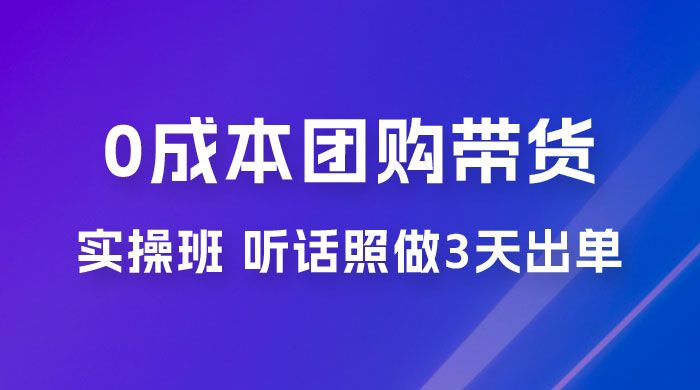 点金手 0 成本团购带货实操班，听话照做 3 天出单 - 入巷拾玖
