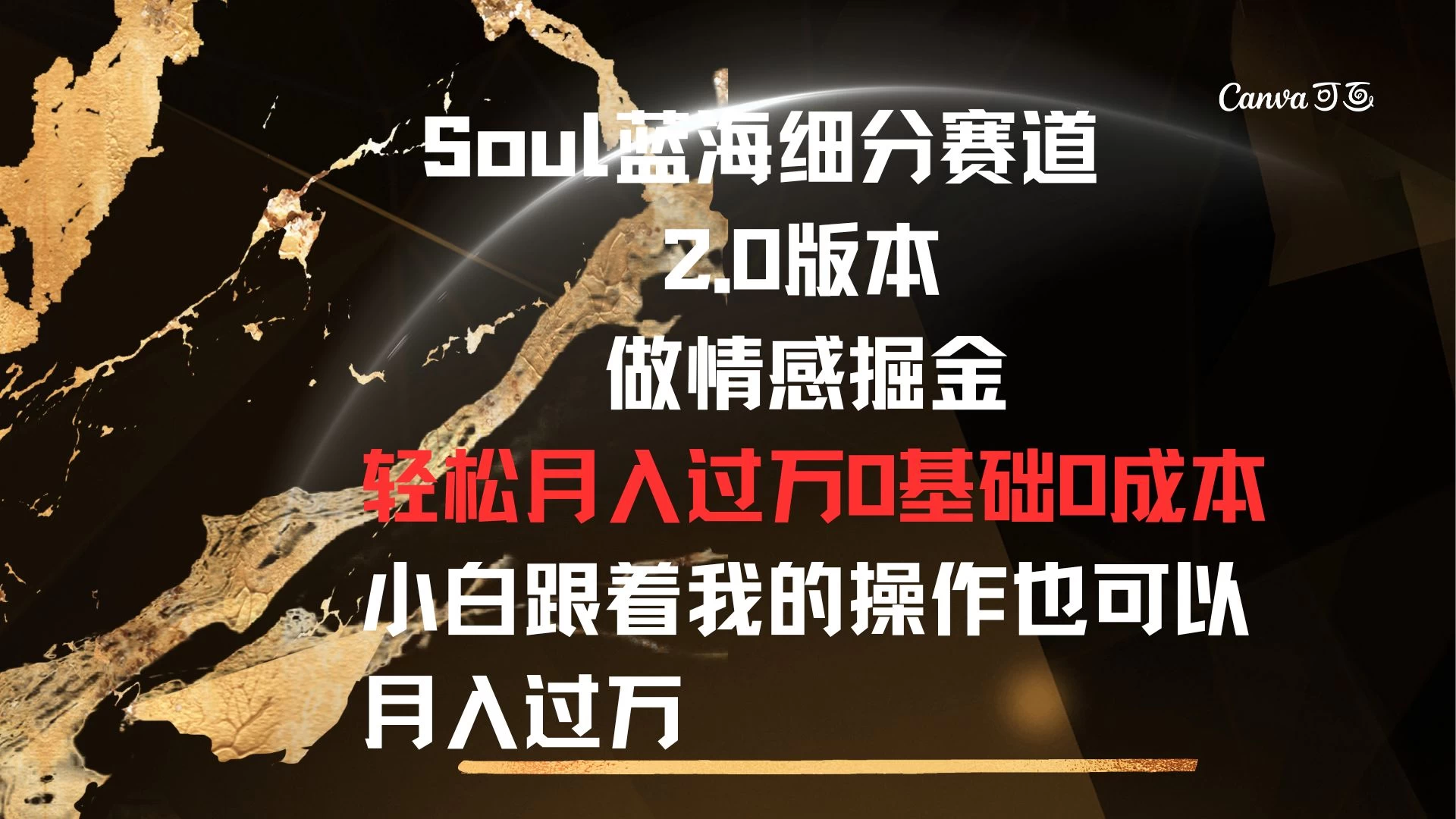 Soul蓝海细分赛道，2.0版本，做情感掘金，轻松月入过万，0基础，0成本，小白跟着我的操作也可以月入过万 - 入巷拾玖