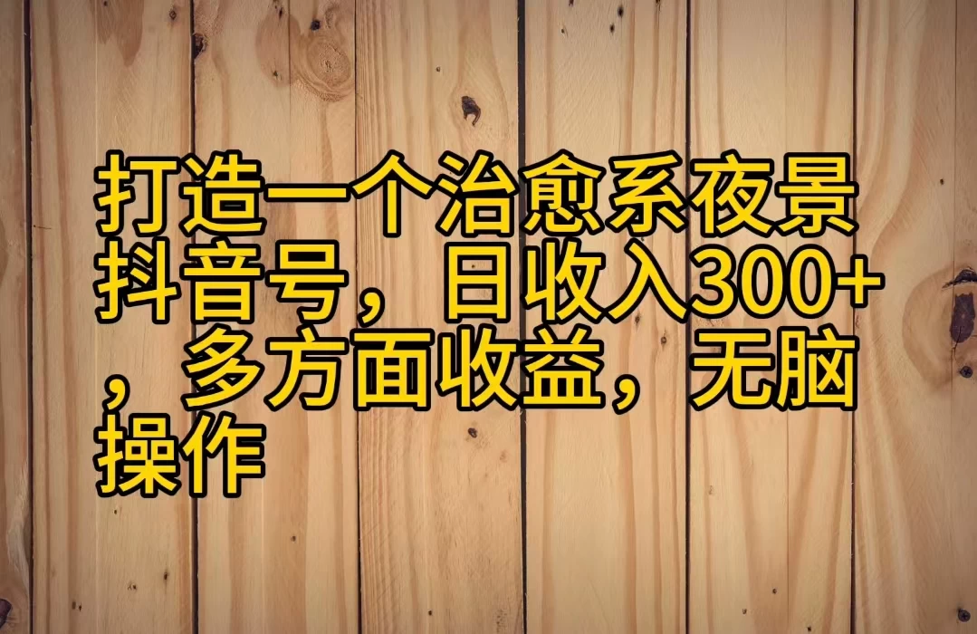 打造一个治愈系夜景抖音号，日收入300+，多方面收益，无脑操作 - 入巷拾玖