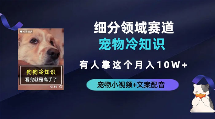 不起眼的抖音细分赛道 · 宠物冷知识：一段宠物视频配文案，有人靠这个月入 10w - 入巷拾玖