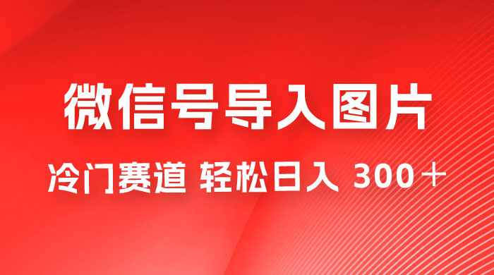 外面收费 66 的将微信号导入图片的教程，可自用或卖教程，一单 66 元，轻松日入 300+ - 入巷拾玖