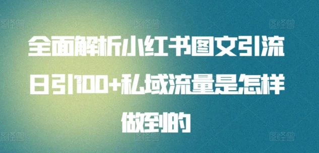 全面解析小红书图文引流日引100私域流量是怎样做到的 - 入巷拾玖