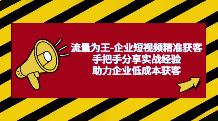流量为王 · 企业短视频精准获客：手把手分享实战经验，助力企业低成本获客 - 入巷拾玖