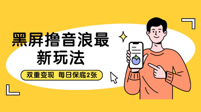 黑屏撸音浪最新玩法：双重变现，每日保底 2 张 - 入巷拾玖
