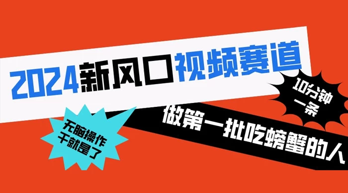 2024 新风口视频赛道，做第一批吃螃蟹的人，10 分钟一条原创视频，小白无脑操作 - 入巷拾玖