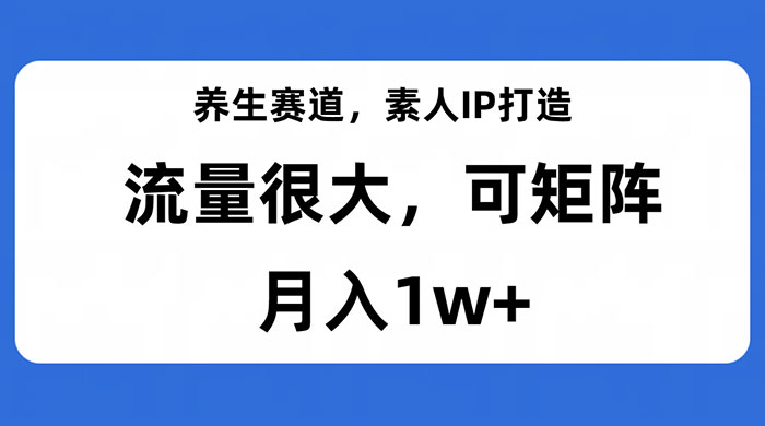 养生赛道，素人IP打造，流量很大，可矩阵，月入1w+ - 入巷拾玖