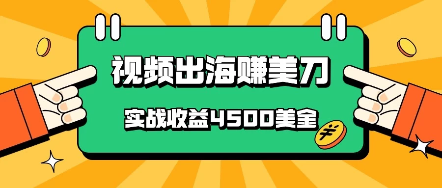 国内爆款视频出海赚美刀，实战收益4500美金，批量无脑搬运，无需经验直接上手 - 入巷拾玖