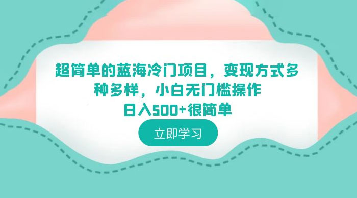 超简单的蓝海冷门项目：变现方式多种多样，小白无门槛操作很简单 - 入巷拾玖
