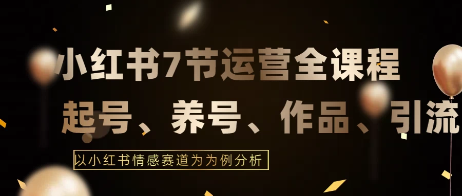 最新的7节小红书运营实战全教程，结合最新情感赛道，打通小红书运营全流程 - 入巷拾玖