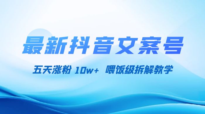最新抖音暴力文案号，五天涨粉 10w+，喂饭级拆解教学 - 入巷拾玖