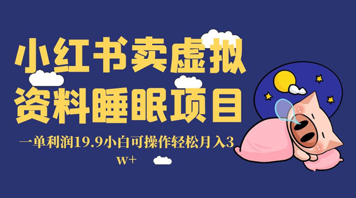 小红书卖虚拟资料睡眠项目，一单利润 19.9 小白可操作轻松月入 3w+ - 入巷拾玖