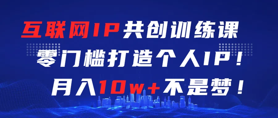 互联网IP共创训练课  零门槛打造个人IP  轻松月入2w+ - 入巷拾玖