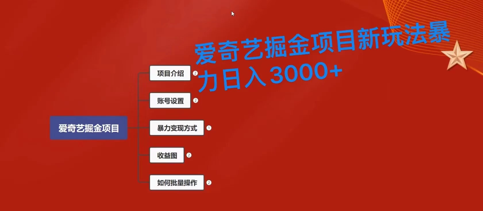爱奇艺掘金新玩法，暴力日入3000+，全套保姆式课程 - 入巷拾玖