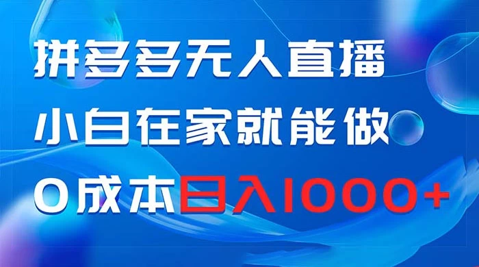 拼多多无人直播，小白在家就能做，0 成本日入 1000+ - 入巷拾玖