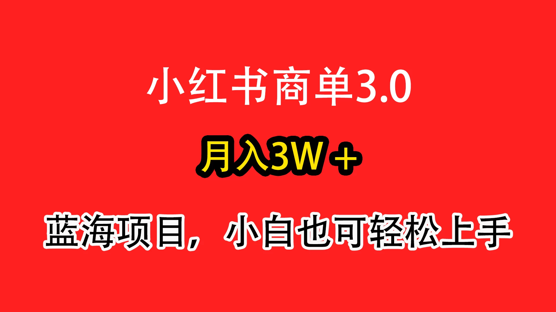 小红书商单3.0，月入3w＋，蓝海项目，小白轻松上手 - 入巷拾玖