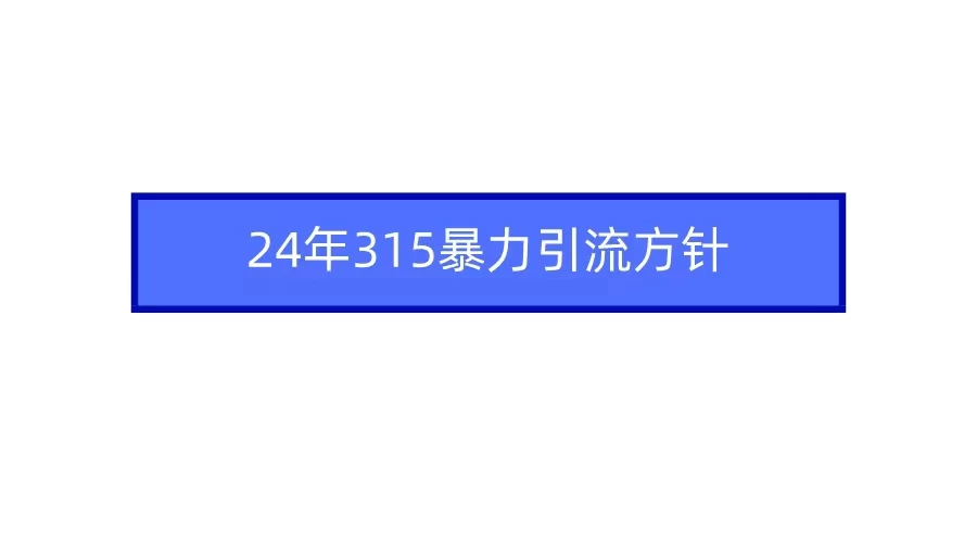 24年315暴力引流方针 爆款筛选让你快速热门+变现 - 入巷拾玖
